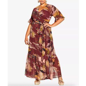 City Chic | Tropical Heat Wrap Dress Maxi Dress